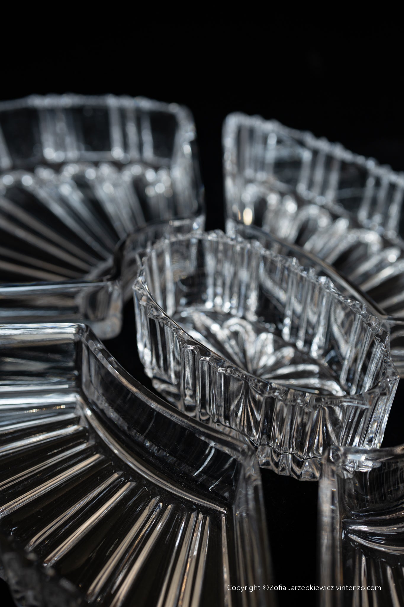 Viners of Sheffield Silver Plated Oval Tray with Crystal Glass Serving Dishes