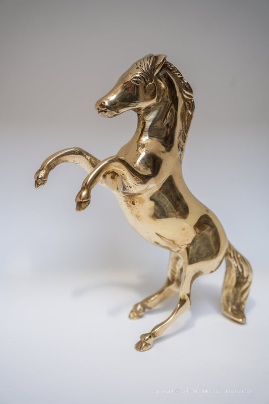Vintage Brass Horse Figurine Rearing Stallion Statue Solid Brass Animal Vintage Horse Figurine