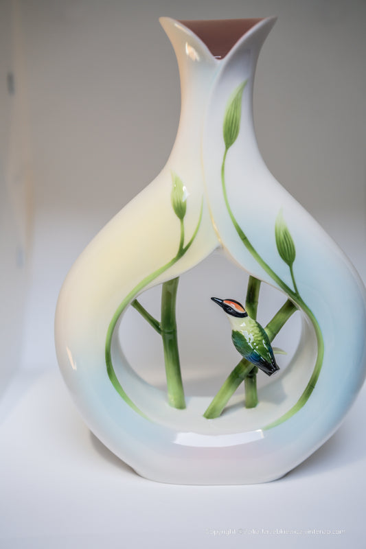 Franz Porcelain Bamboo Songbird Vase