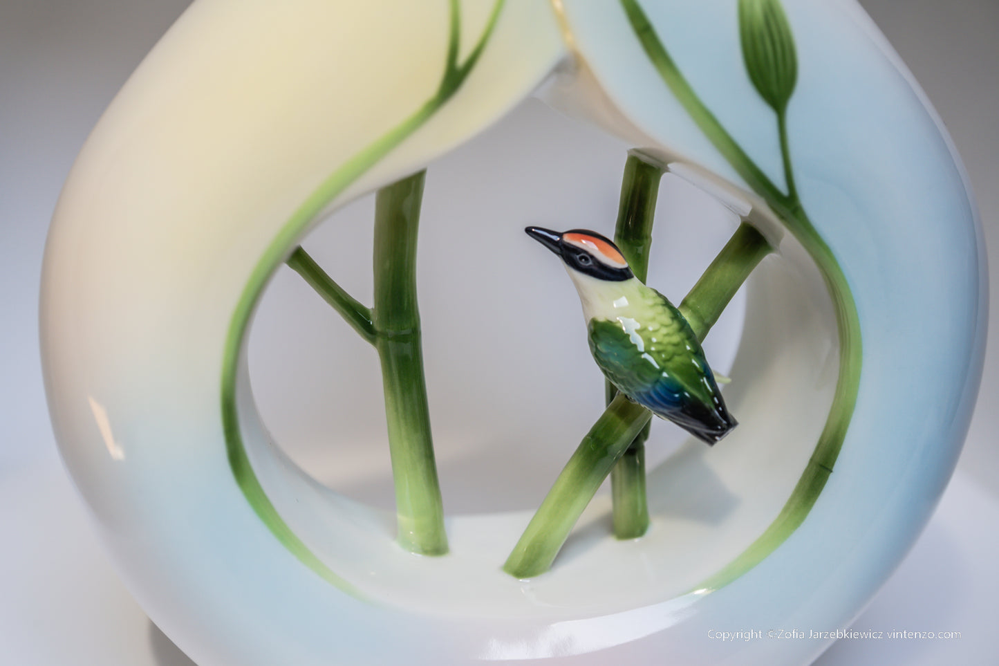 Franz Porcelain Bamboo Songbird Vase
