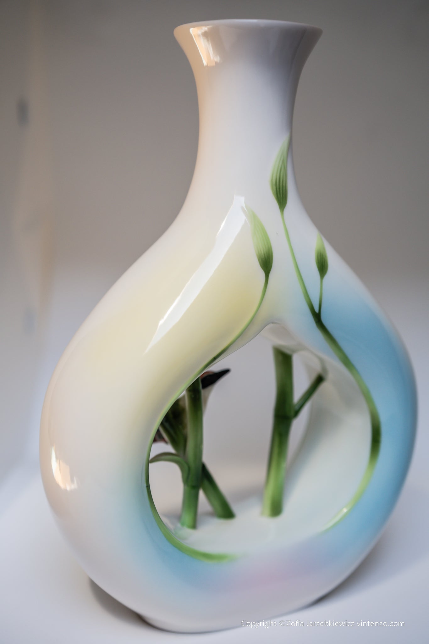 Franz Porcelain Bamboo Songbird Vase