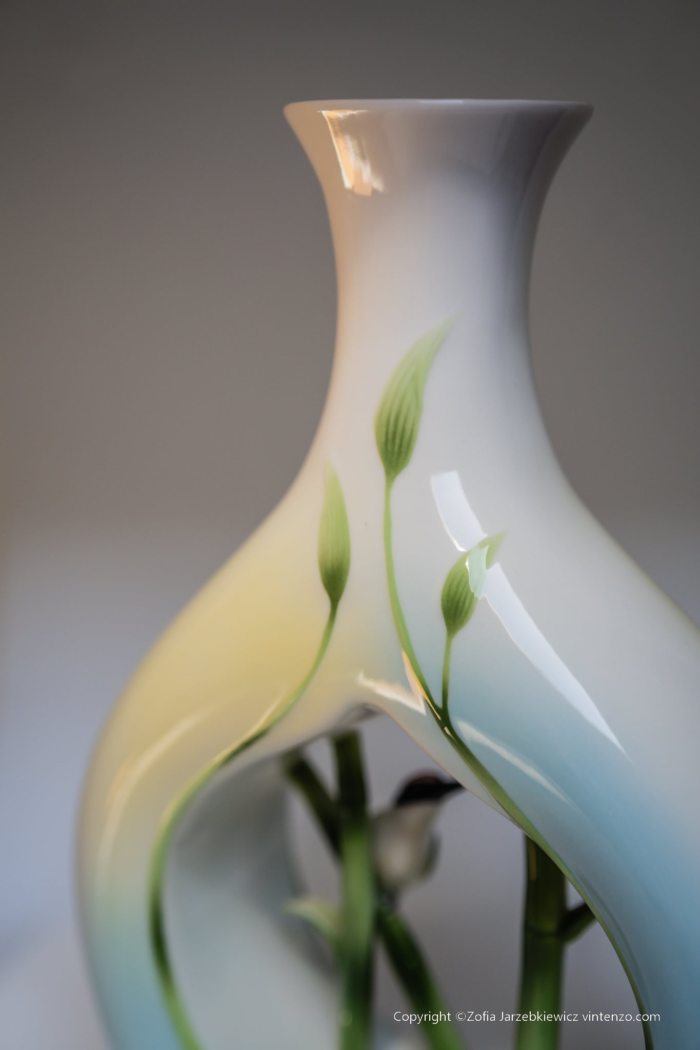 Franz Porcelain Bamboo Songbird Vase