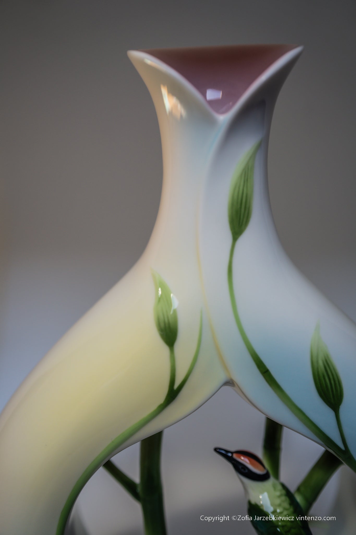 Franz Porcelain Bamboo Songbird Vase