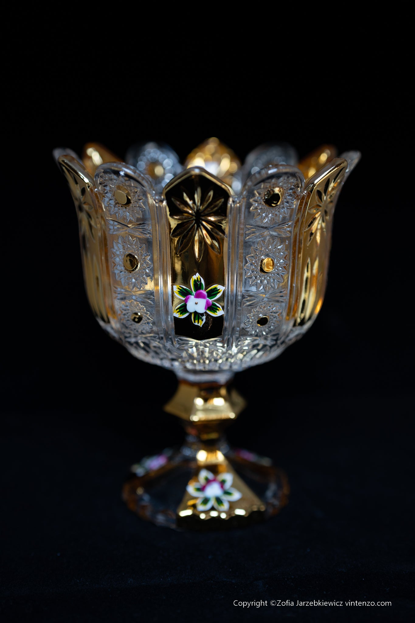 Bohemian decorative centerpiece bowl with gold accents, candleholder