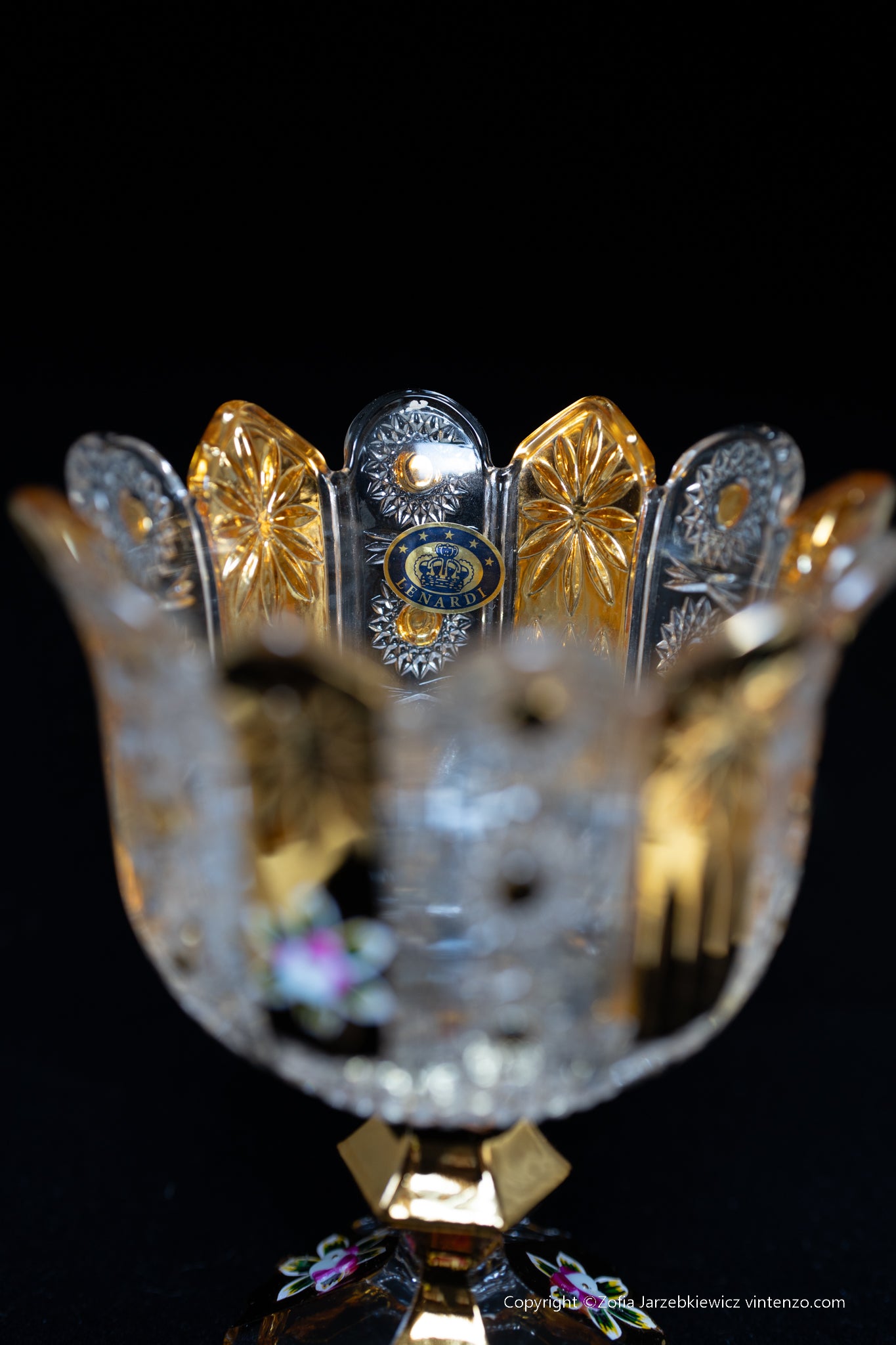 Bohemian decorative centerpiece bowl with gold accents, candleholder
