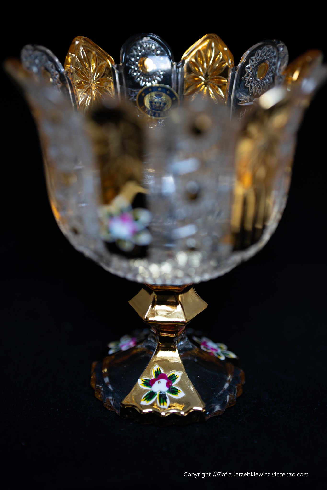 Bohemian decorative centerpiece bowl with gold accents, candleholder