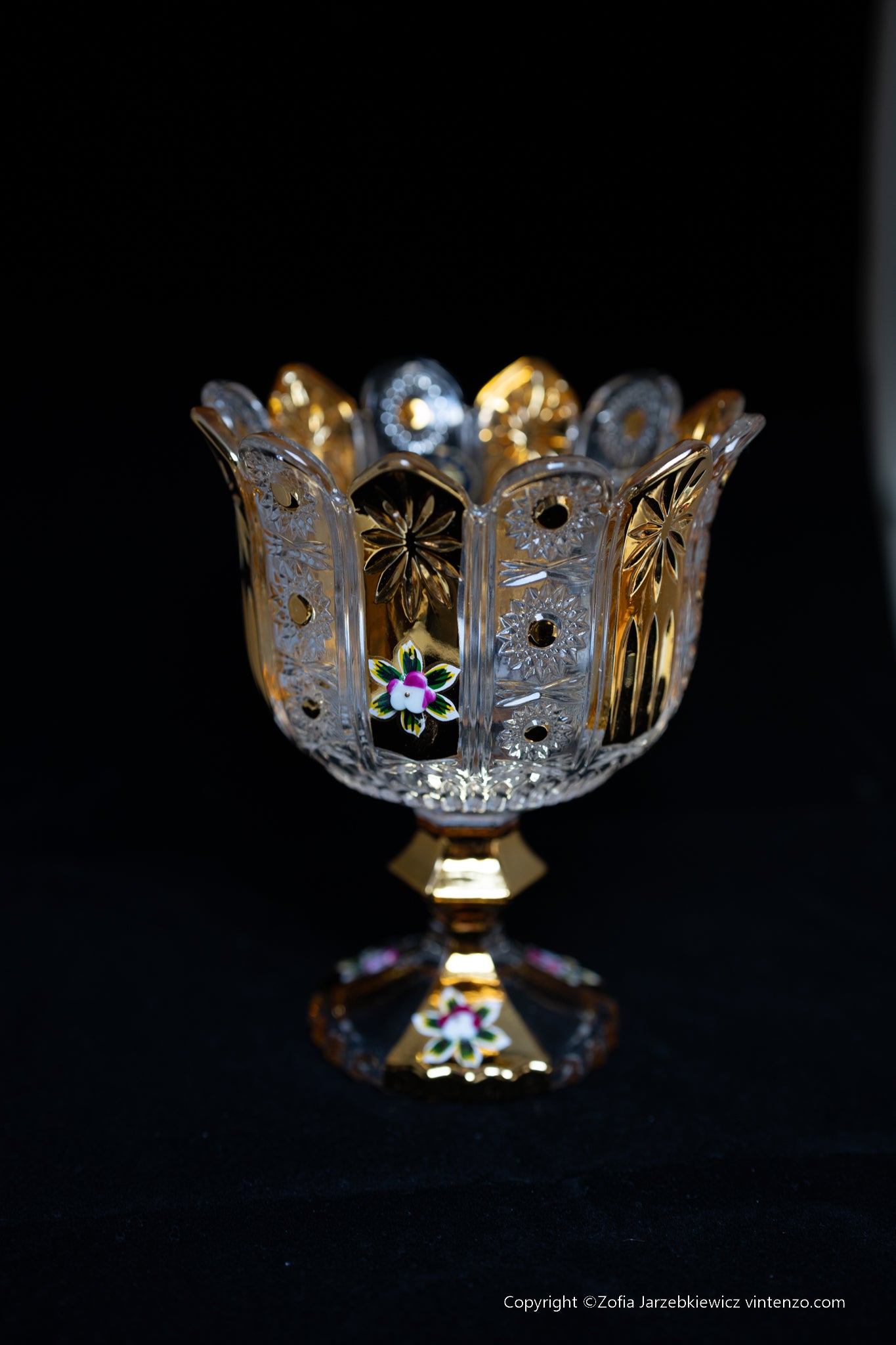 Bohemian decorative centerpiece bowl with gold accents, candleholder