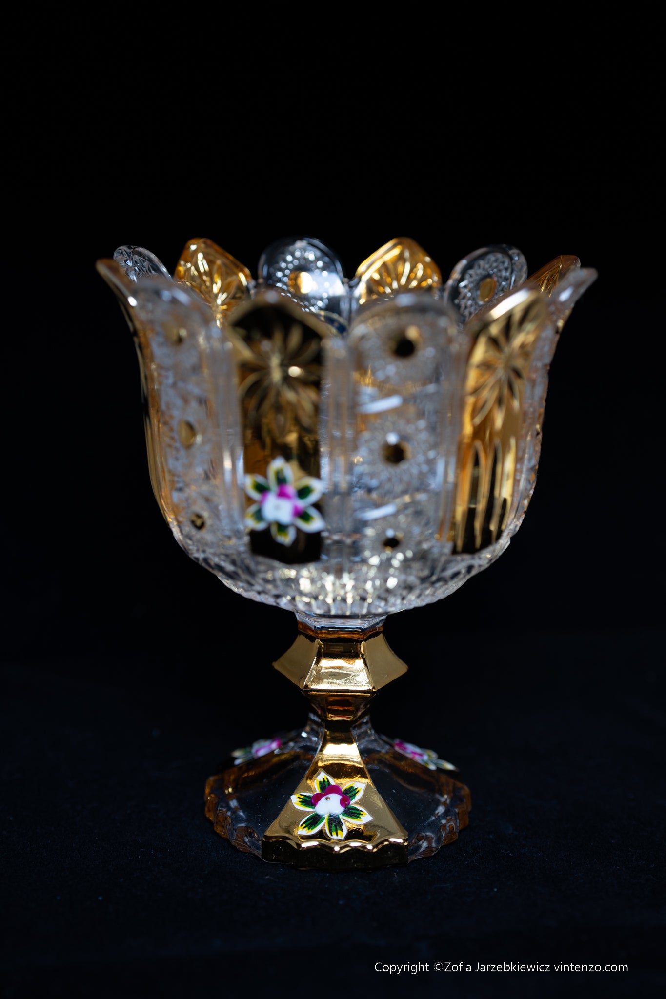 Bohemian decorative centerpiece bowl with gold accents, candleholder