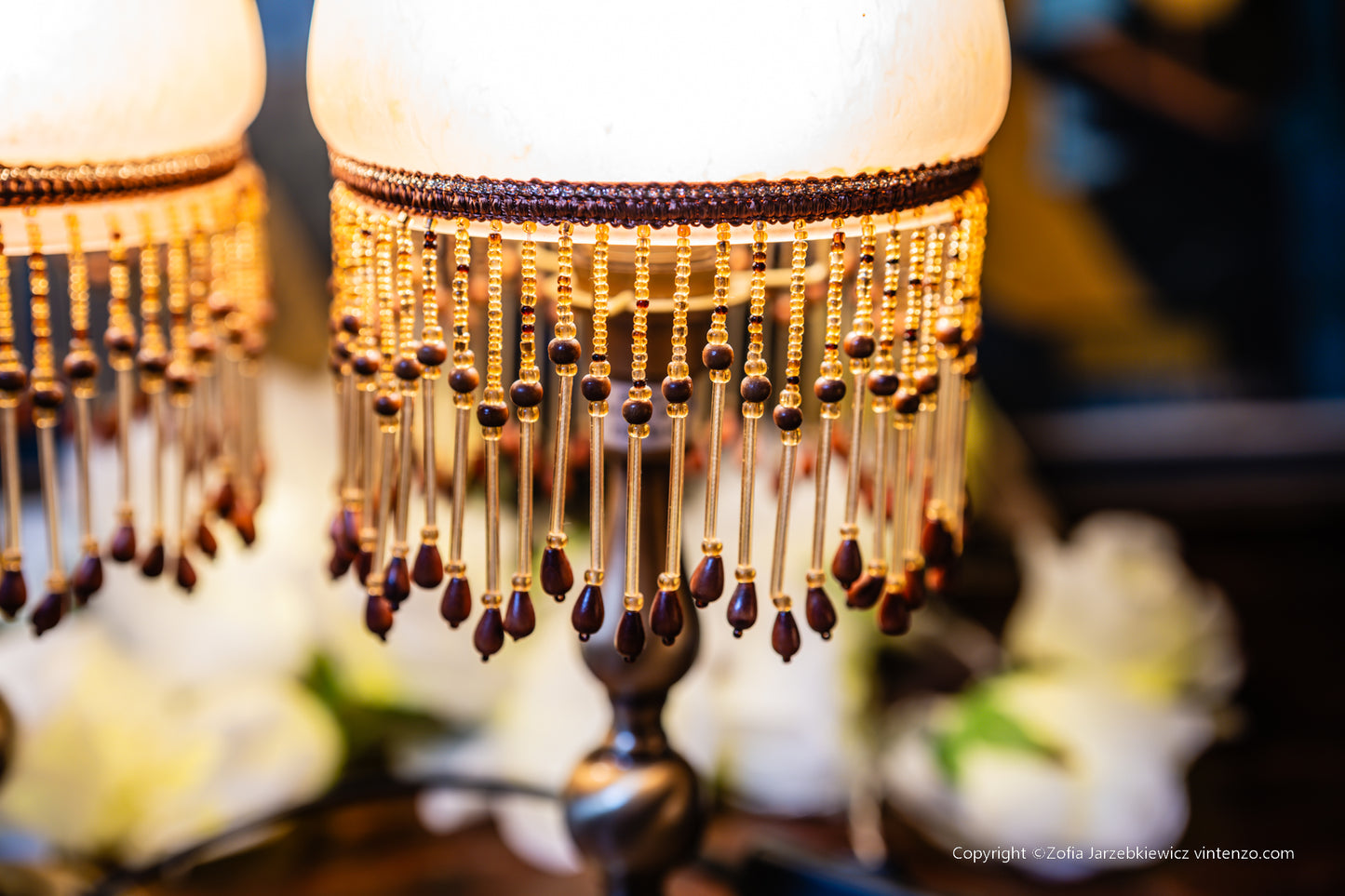 Set of 2 Small Vintage Lamps with Tassels