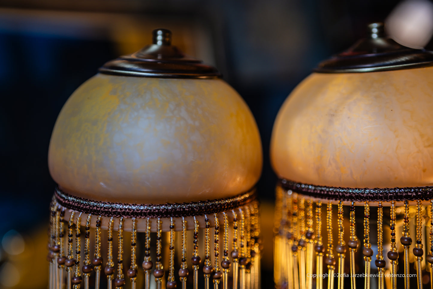 Set of 2 Small Vintage Lamps with Tassels