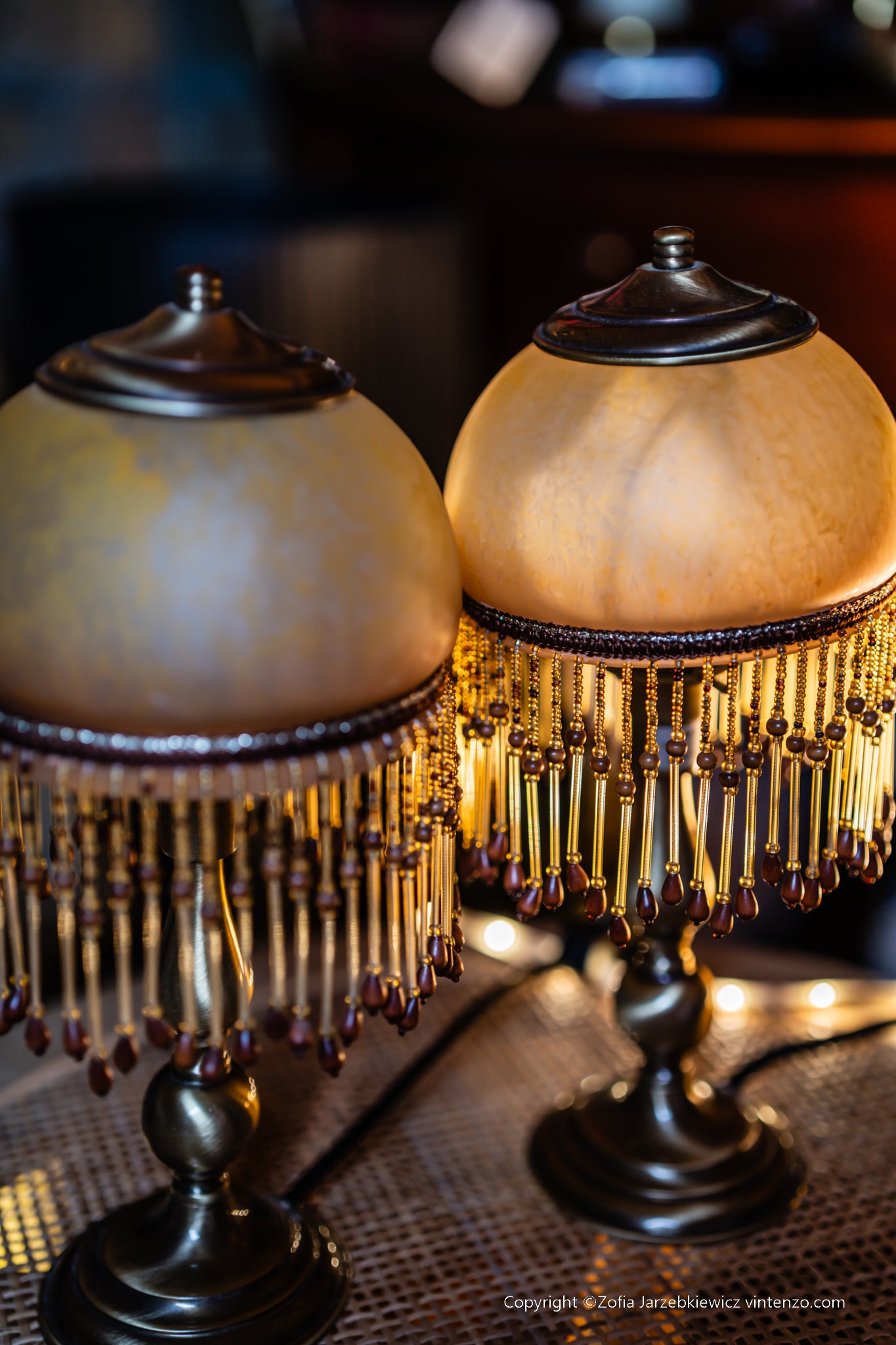 Set of 2 Small Vintage Lamps with Tassels