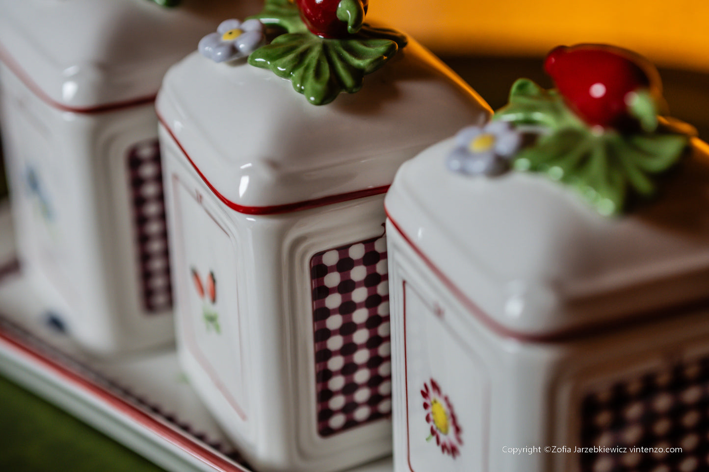 Villeroy & Boch Set of 3 Petite Fleur Jam Jars on a Tray