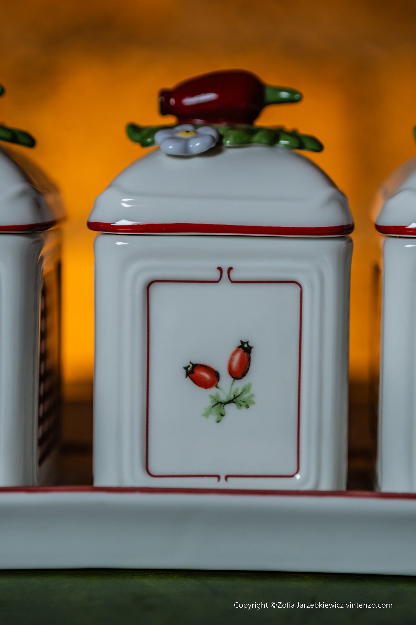 Villeroy & Boch Set of 3 Petite Fleur Jam Jars on a Tray