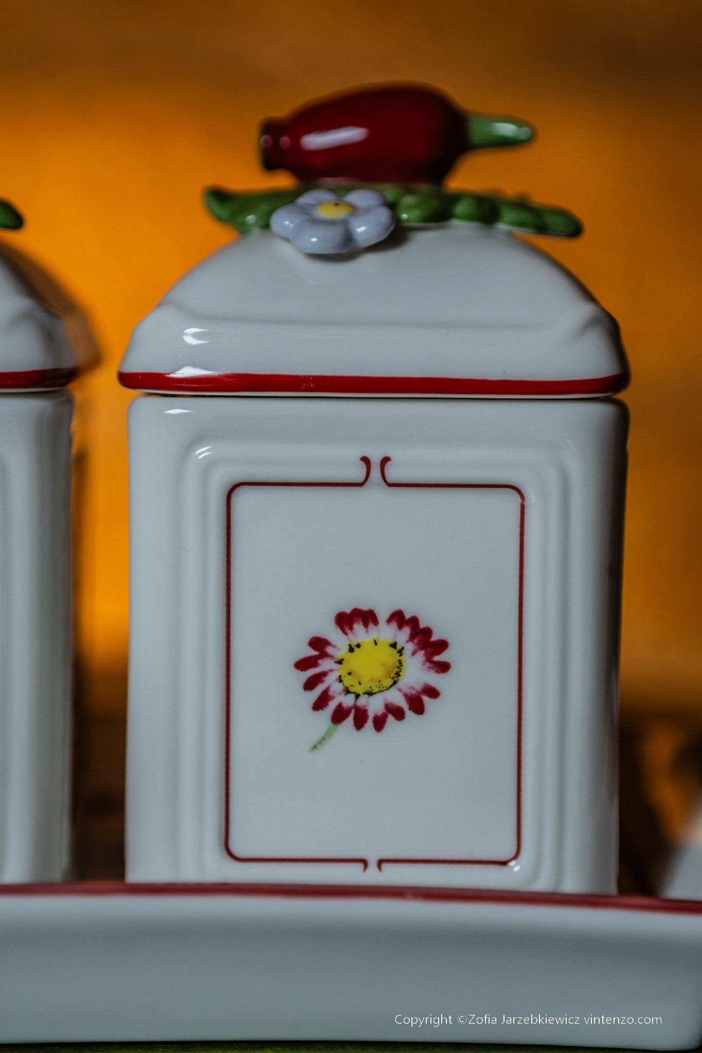 Villeroy & Boch Set of 3 Petite Fleur Jam Jars on a Tray