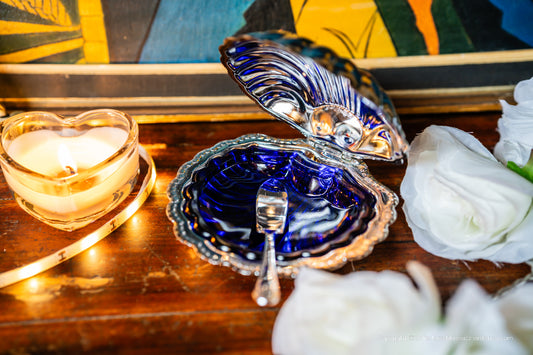 Vintage Chrome Shell Shaped Butter Dish
