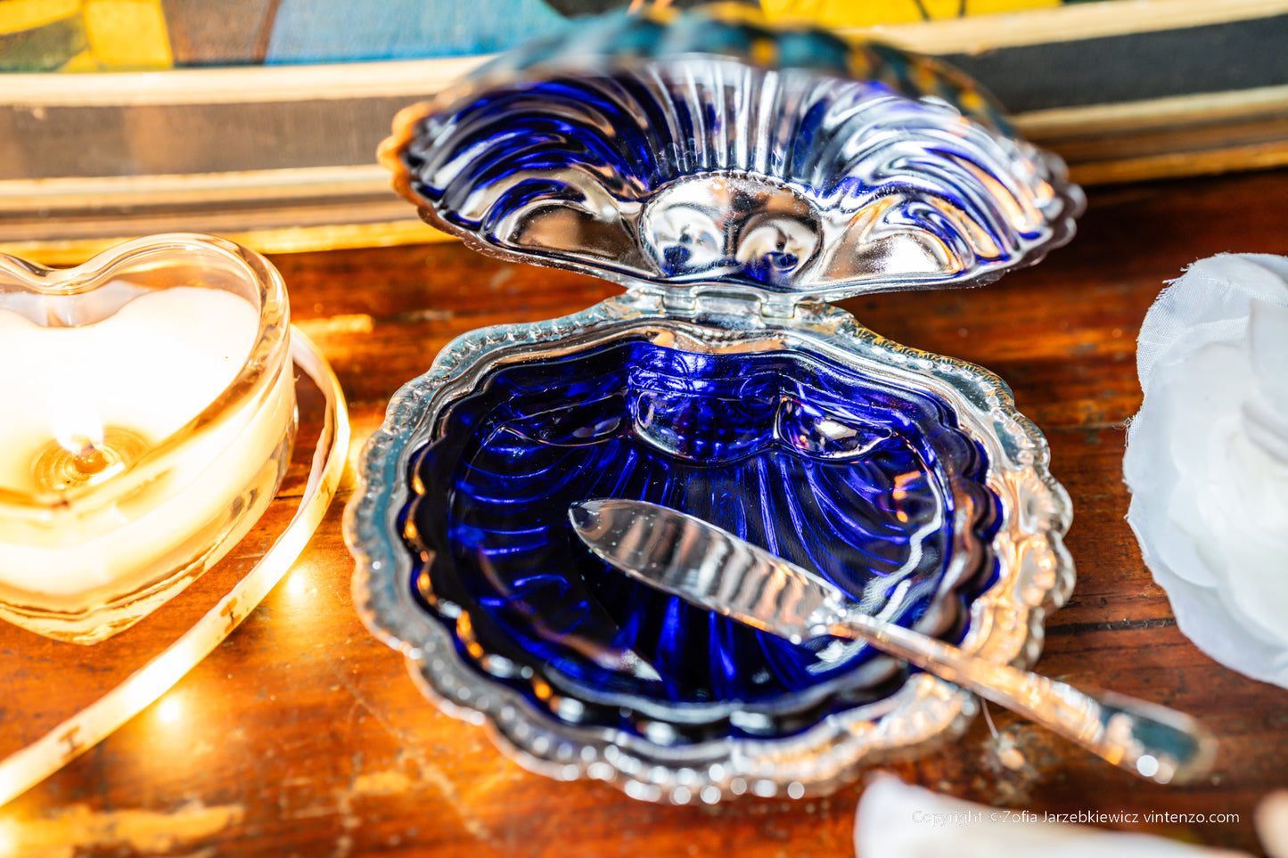 Vintage Chrome Shell Shaped Butter Dish