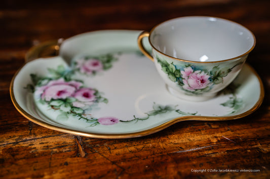 Belleek Snack Set: Sandwich Plate and a Cup