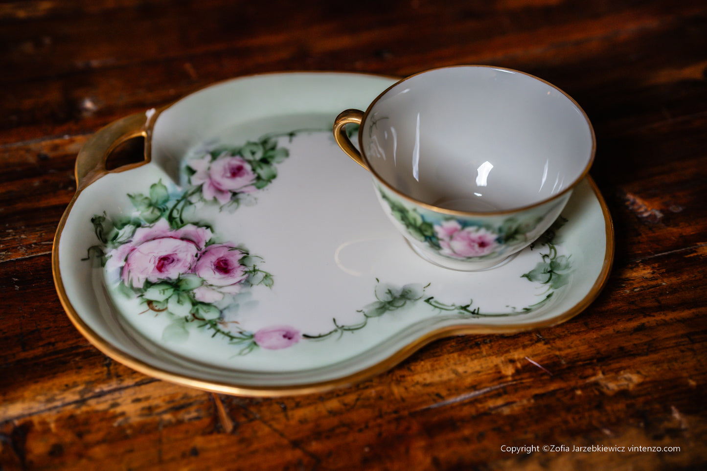 Belleek Snack Set: Sandwich Plate and a Cup