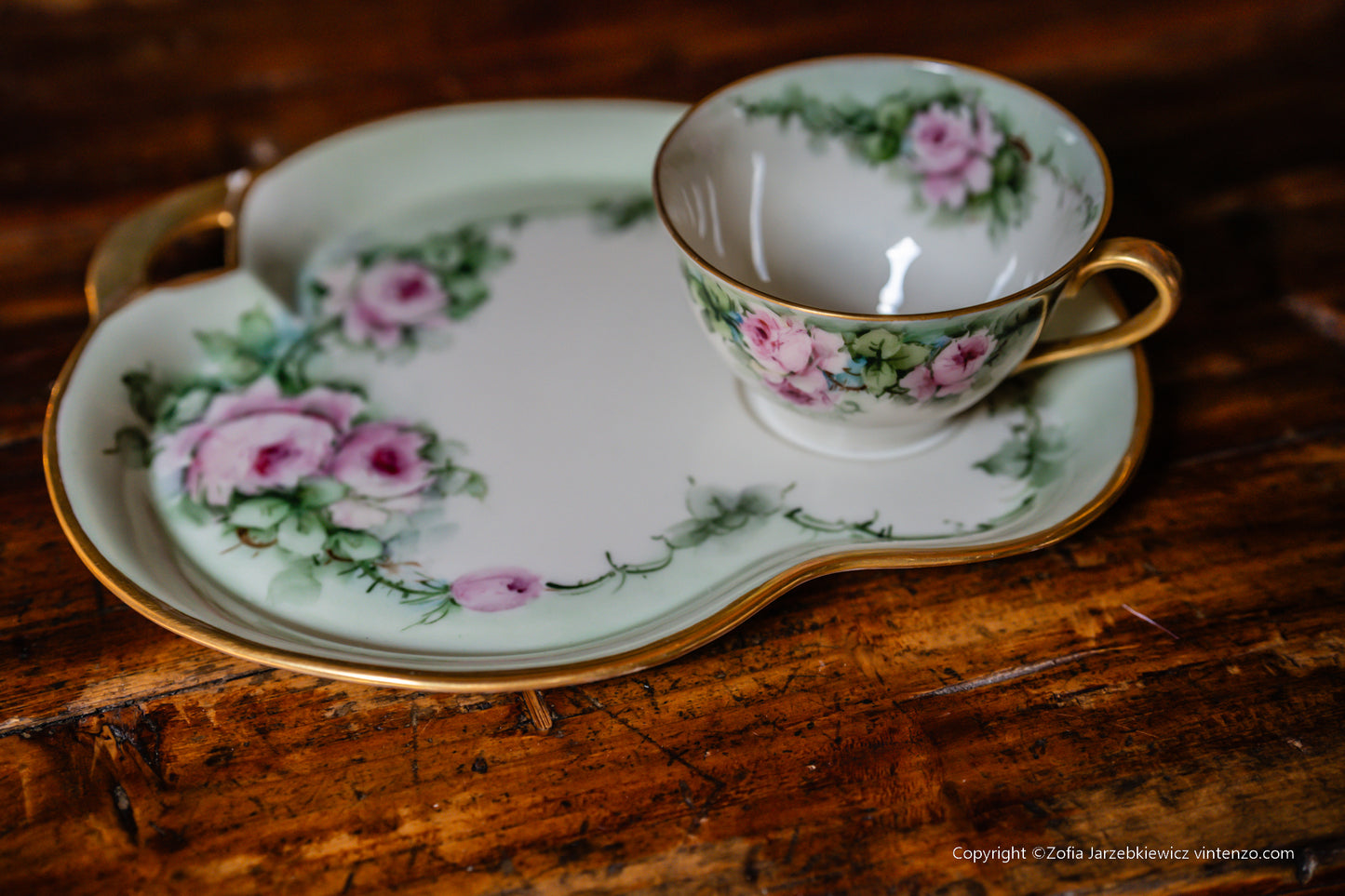 Belleek Snack Set: Sandwich Plate and a Cup