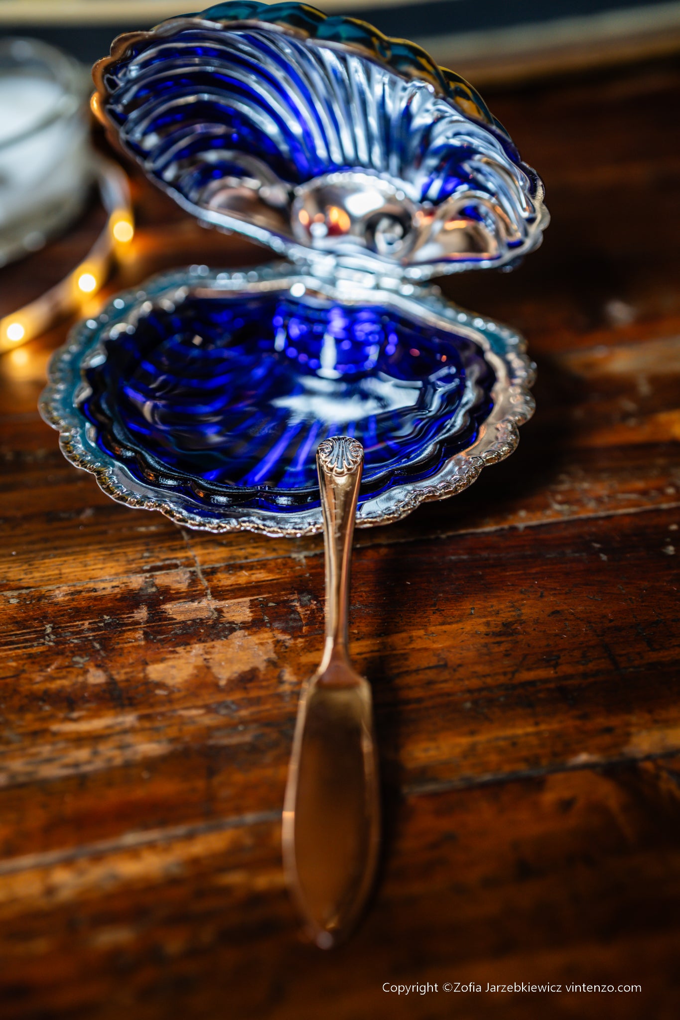 Vintage Chrome Shell Shaped Butter Dish