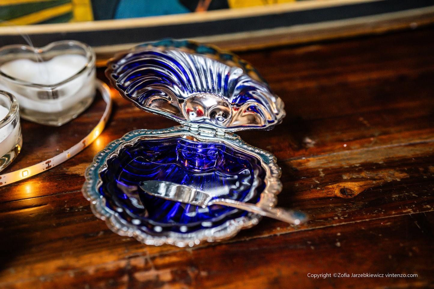 Vintage Chrome Shell Shaped Butter Dish