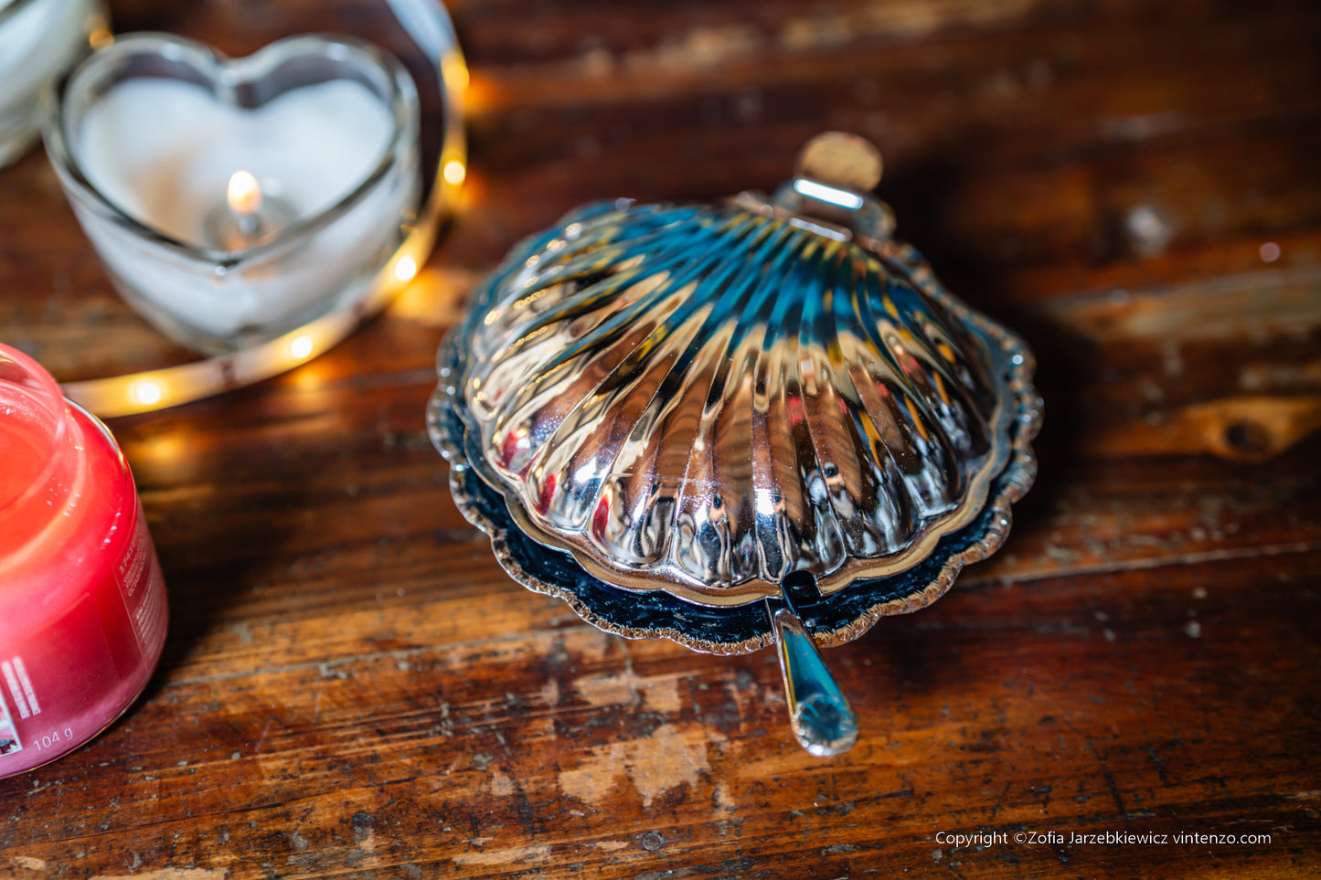 Vintage Chrome Shell Shaped Butter Dish