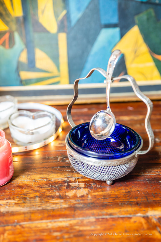 Vintage Sugar Bowl with Spoon