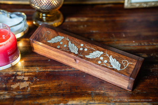 Wooden Box with Brass Leaves