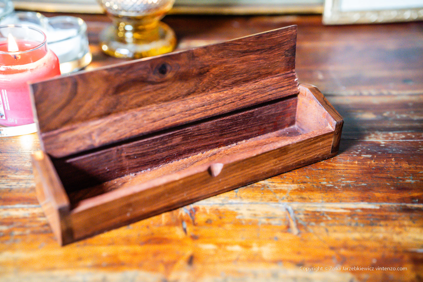 Wooden Box with Brass Leaves