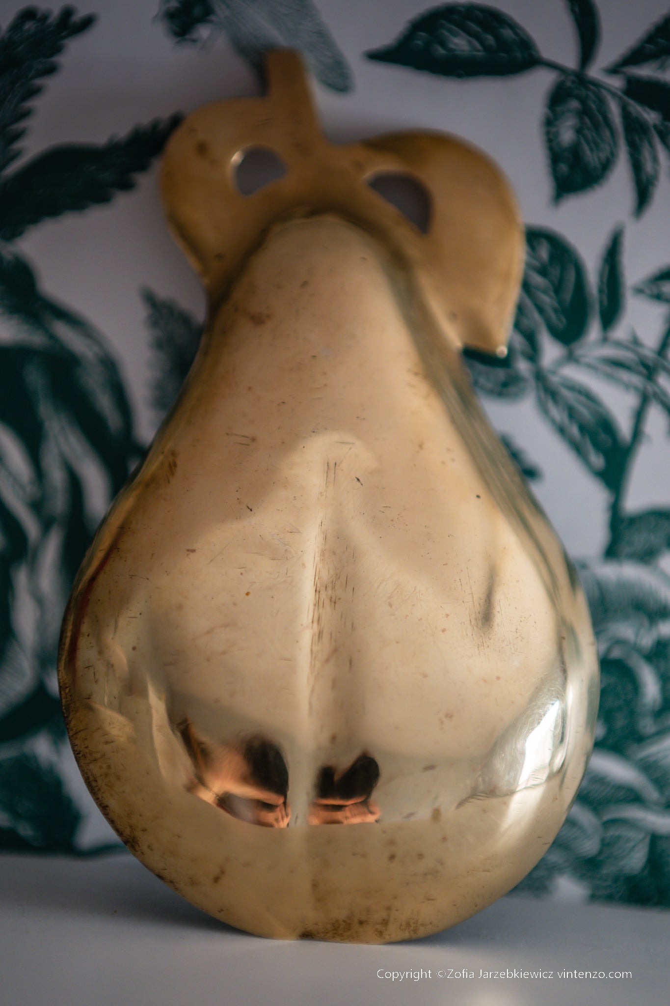 Small Enamel Pear Shaped Brass Trinket Plate