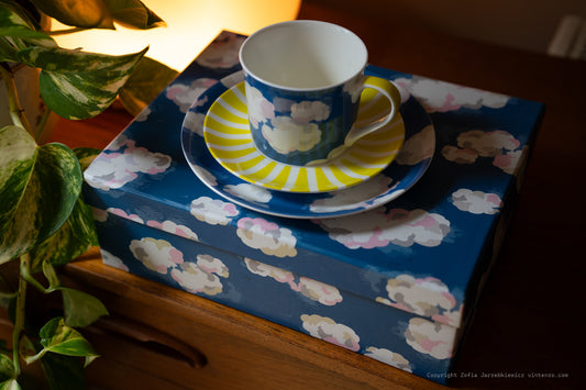NEW Rare Cath Kidston Set including Cup, Saucer and a Plate Clouds Design