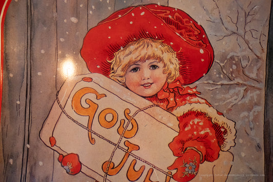 Vintage Jenny Nystrom Swedish Christmas Metal Serving Tray