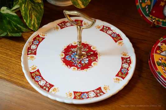Christmas Serving-Dessert Plate with Handle