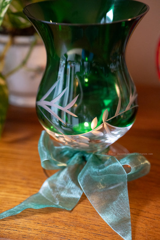 Lenox Petite Floral Christmas Emerald Hurricane Lamp
