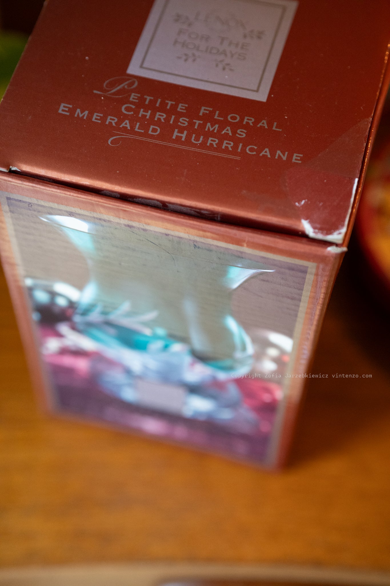 Lenox Petite Floral Christmas Emerald Hurricane Lamp