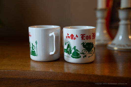 2 Vintage Hazel Atlas Christmas Egg Nog mugs