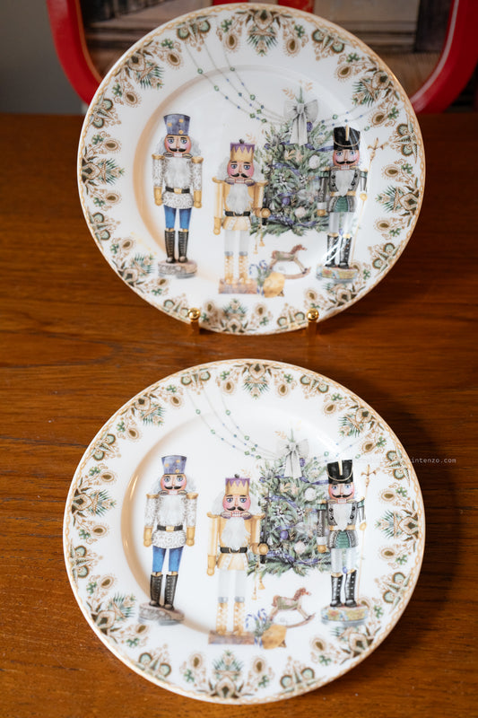 Golden Nutcracker Set of 2 Dessert Plates