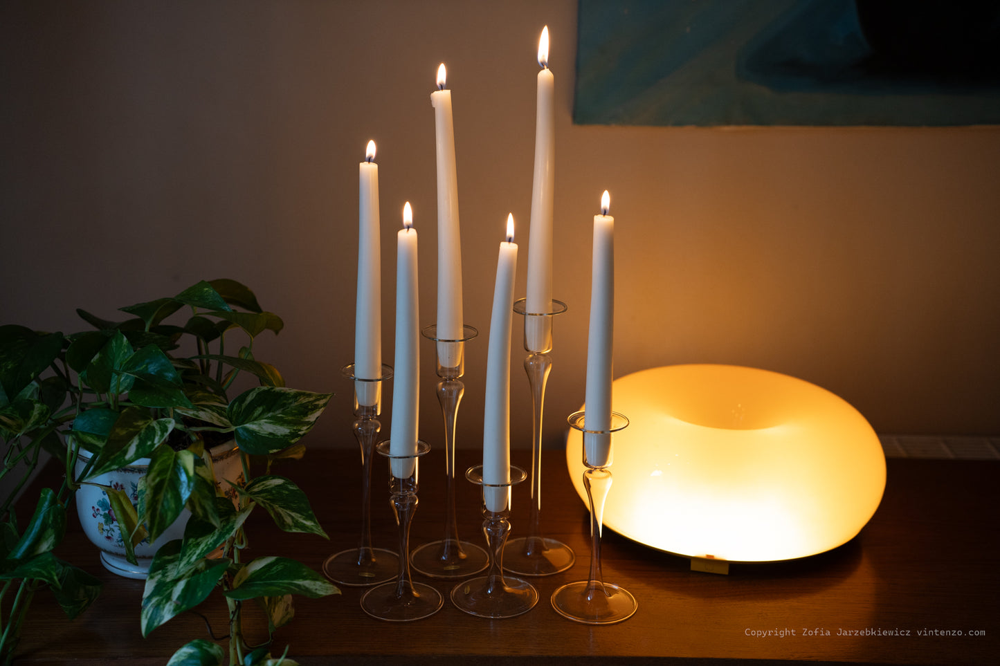 The Connoisseur Collection 6 Blown Clear Glass Candle Holders