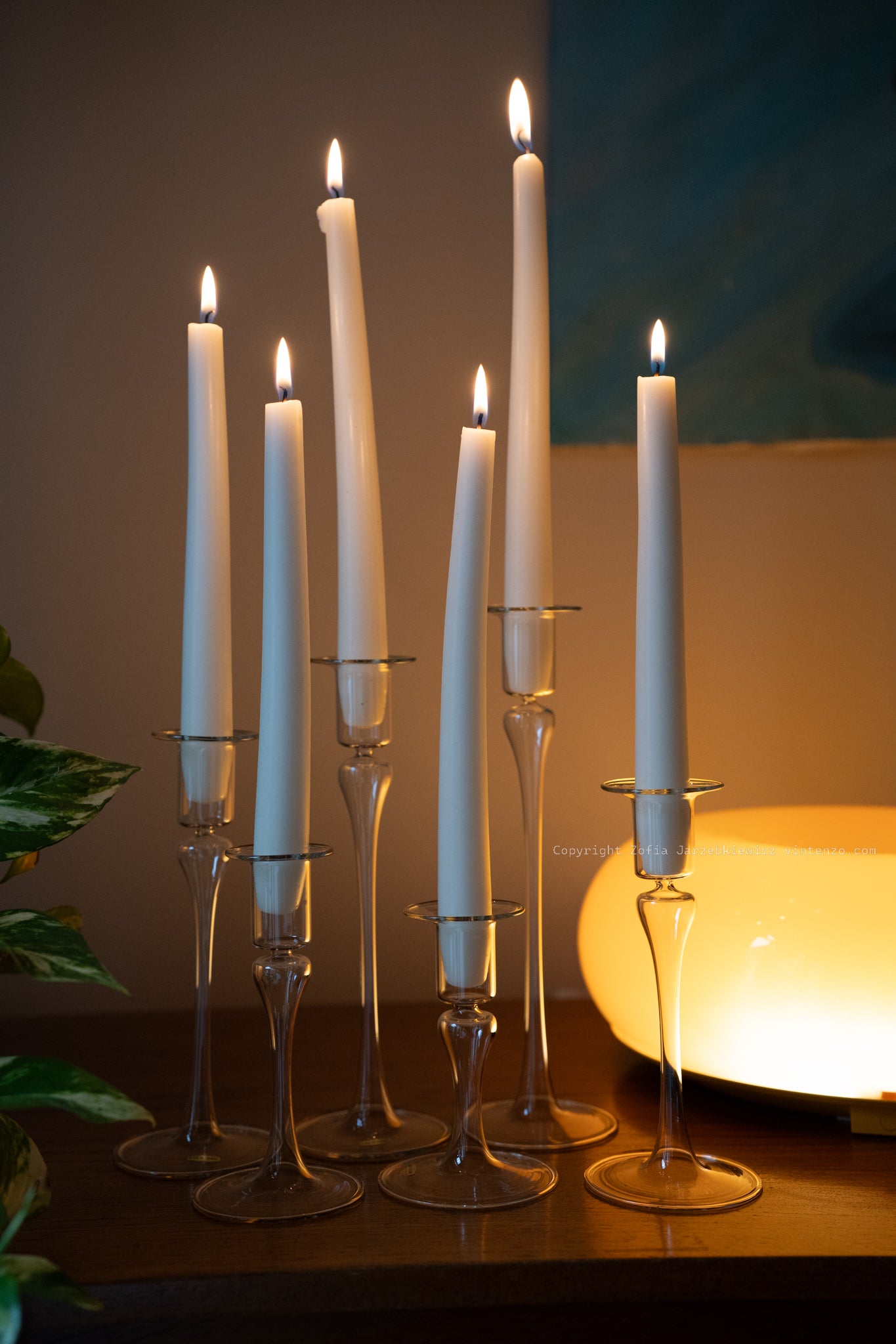 The Connoisseur Collection 6 Blown Clear Glass Candle Holders
