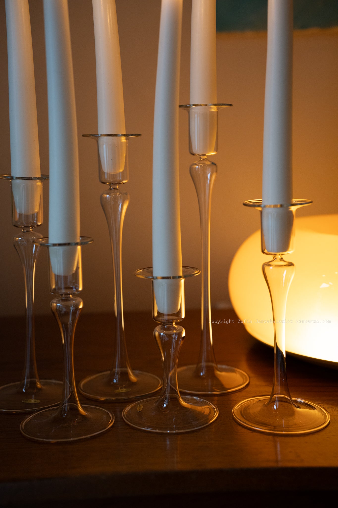 The Connoisseur Collection 6 Blown Clear Glass Candle Holders