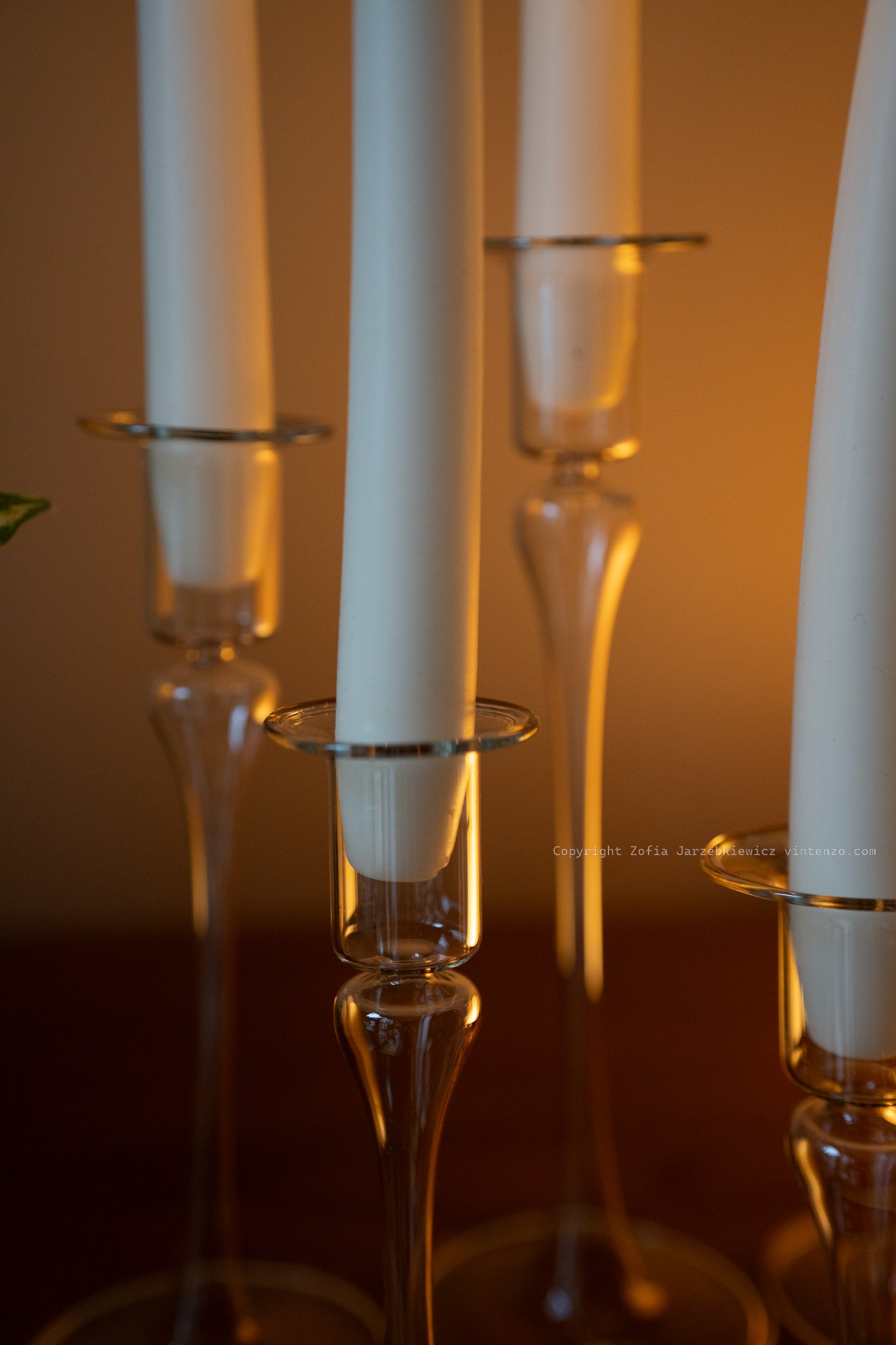 The Connoisseur Collection 6 Blown Clear Glass Candle Holders