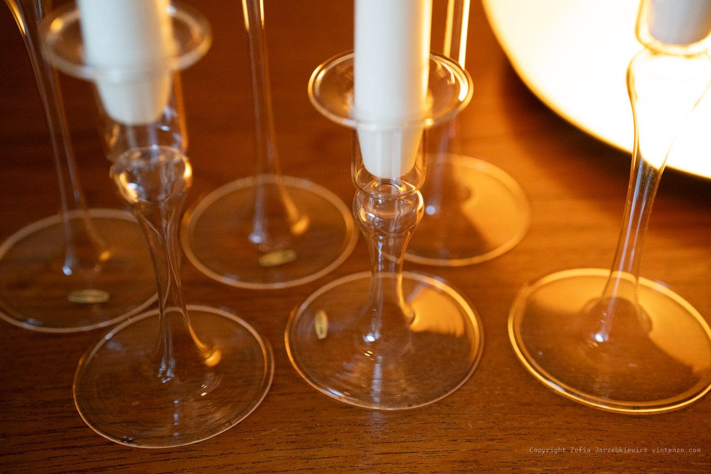 The Connoisseur Collection 6 Blown Clear Glass Candle Holders