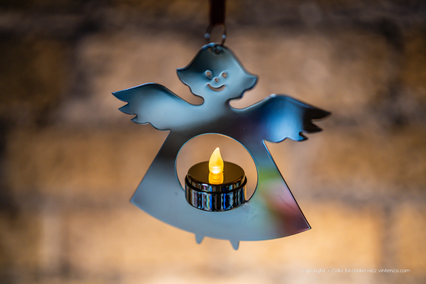 Sirius Gold Colour Angel Ornament with Candleholder