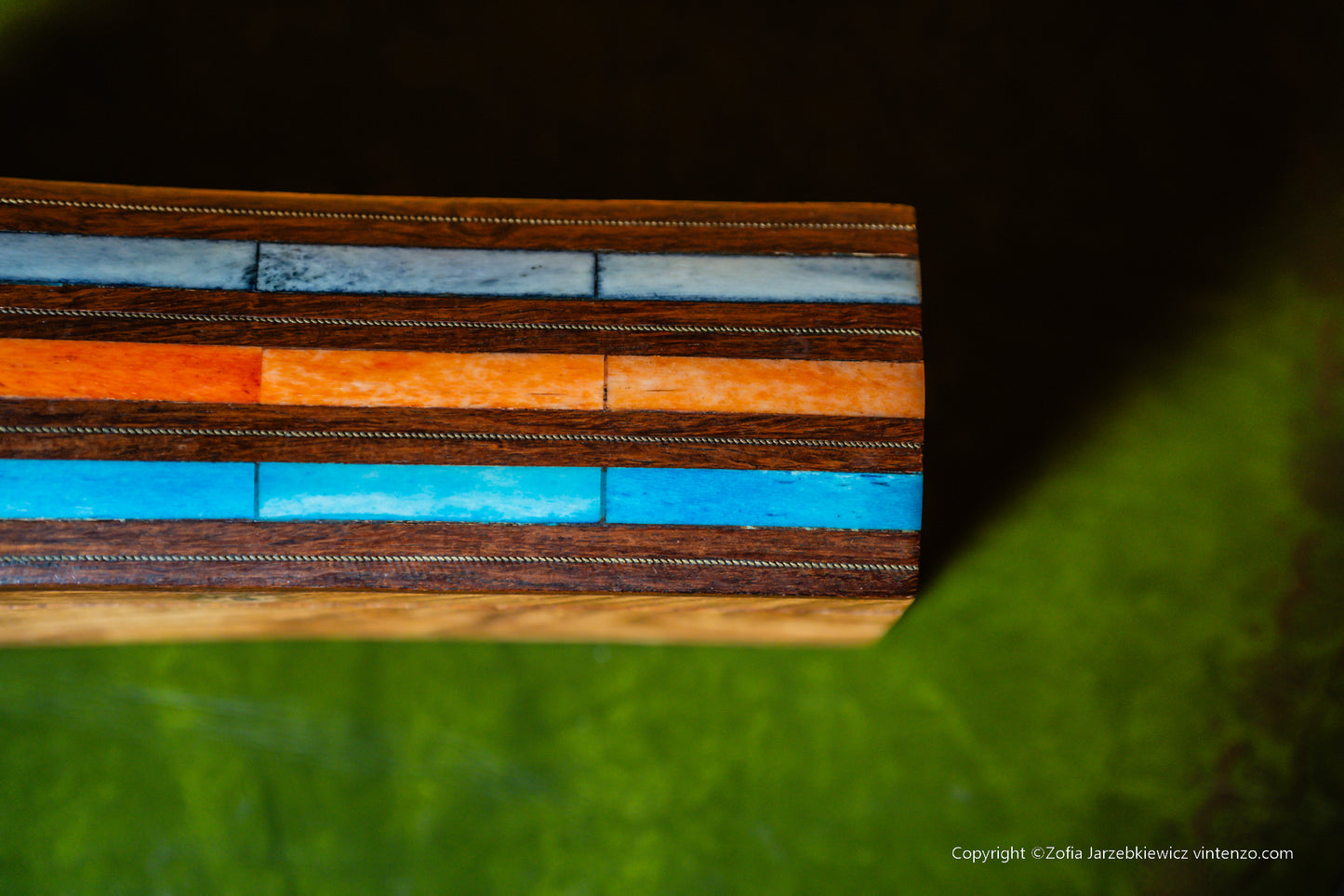 Vintage Wooden Box with Colourful Stripes on Top