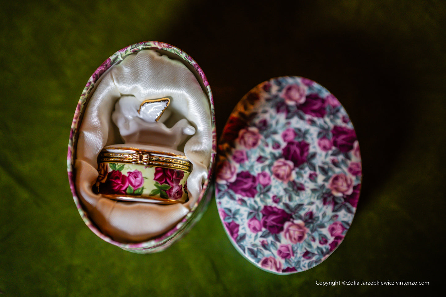 Royal Albert Old Country Roses Trinket Box with Angel Figurine