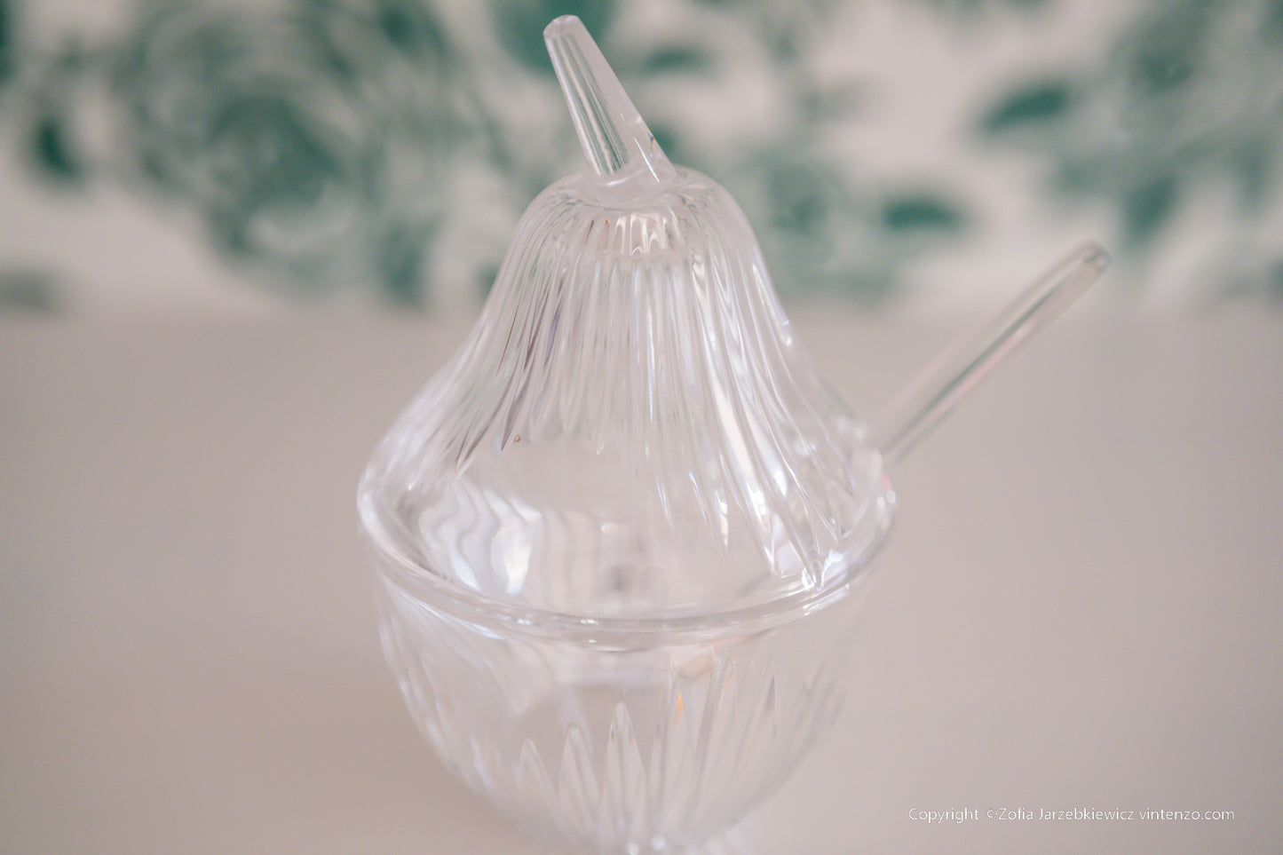 Vintage Lead Crystal 24% Pear with Spoon Enesco West Germany
