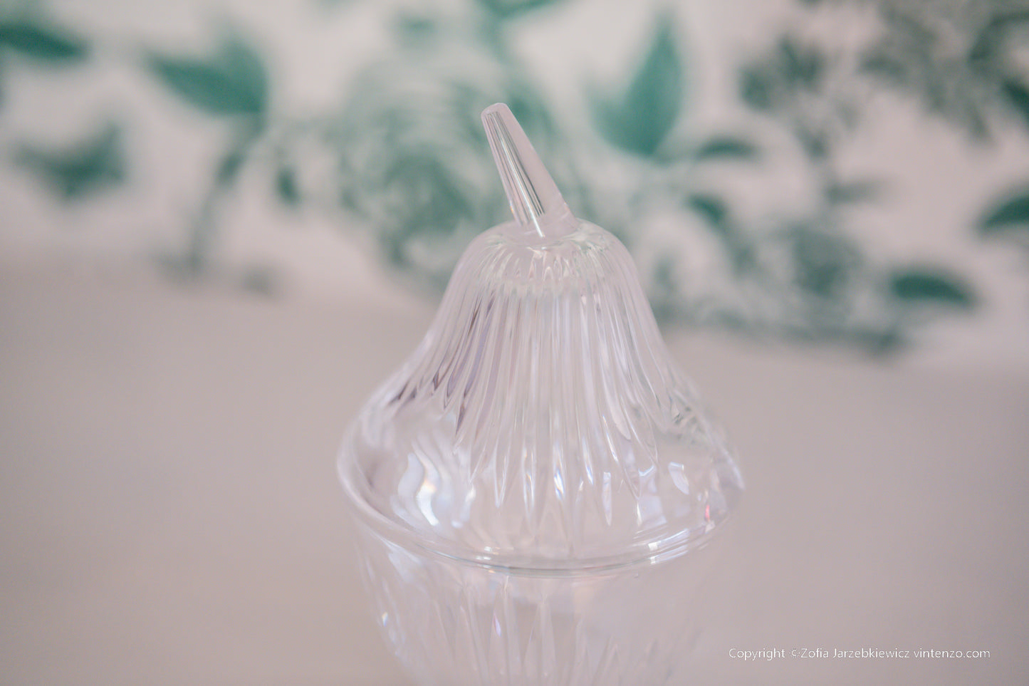 Vintage Lead Crystal 24% Pear with Spoon Enesco West Germany