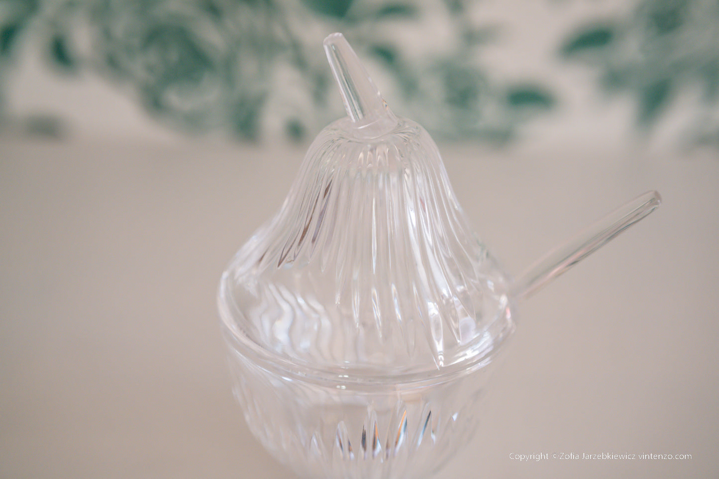 Vintage Lead Crystal 24% Pear with Spoon Enesco West Germany