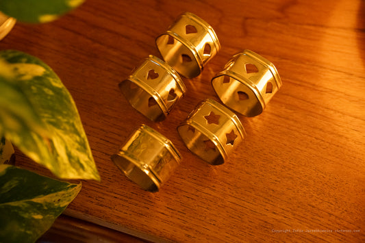 Set of 5 Vintage Brass Napkin Holders