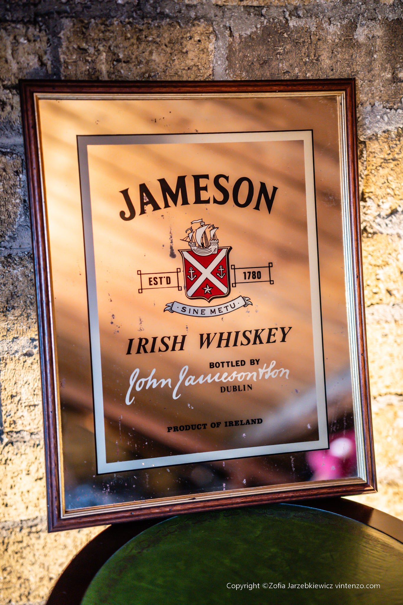 Vintage Jameson Irish Whiskey Pub Mirror